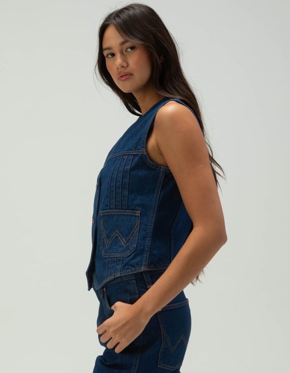 WRANGLER Femme Womens Vest Western Dark Wash *NEW*
